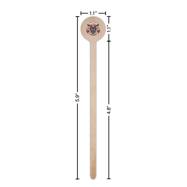Firefighter Wooden 6" Stir Stick - Round - Dimensions