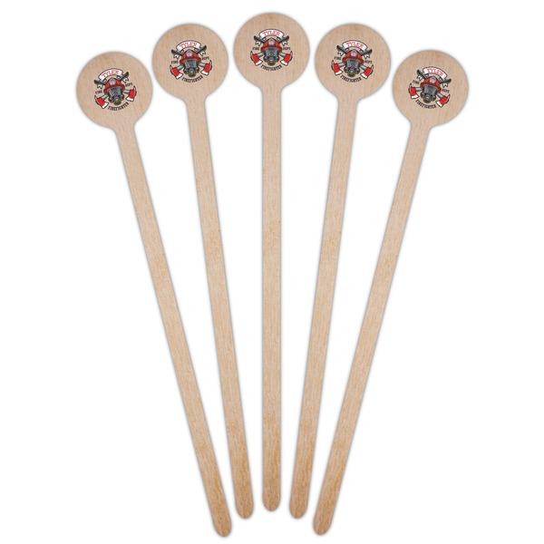 Firefighter Wooden 6" Stir Stick - Round - Fan View