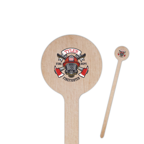 Custom Firefighter 7.5" Round Wooden Stir Sticks - Single Sided (Personalized)