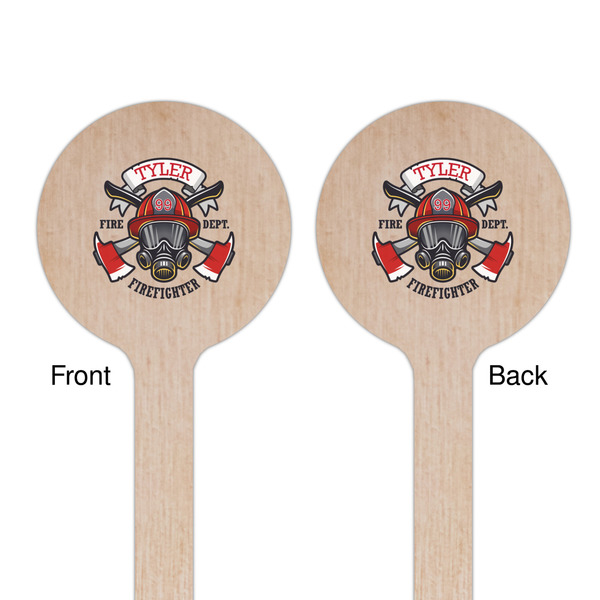 Firefighter Wooden 7.5" Stir Stick - Round - Double Sided - Front & Back
