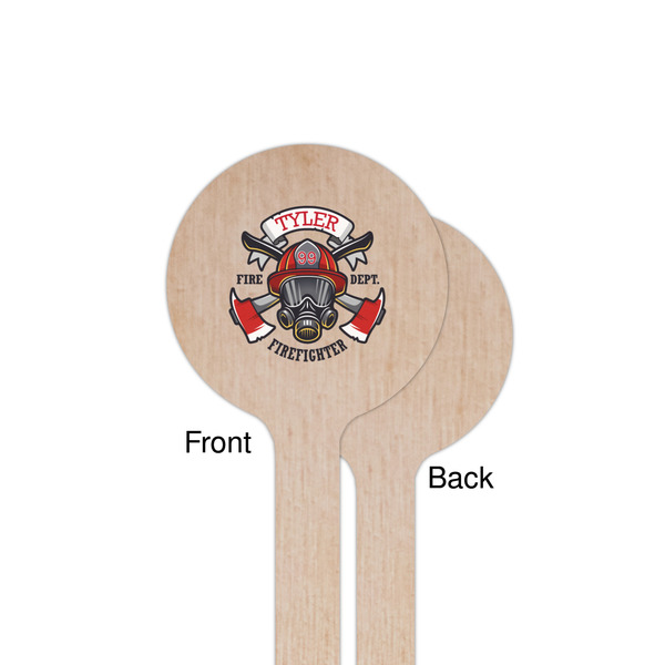 Firefighter Wooden 7.5" Stir Stick - Round - Single Sided - Front & Back