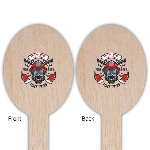 Firefighter Wooden Food Pick - Oval - Double Sided - Front & Back