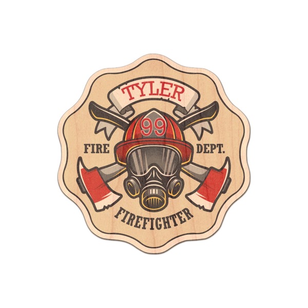 Custom Firefighter Genuine Maple or Cherry Wood Sticker (Personalized)