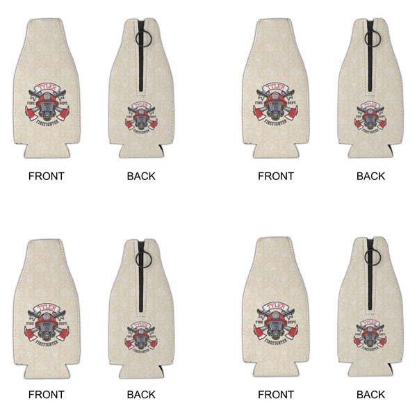 Firefighter Zipper Bottle Cooler - Set of 4 - APPROVAL