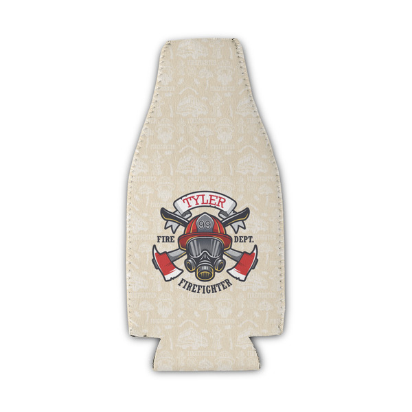 Firefighter Zipper Bottle Cooler - Set of 4 - FRONT