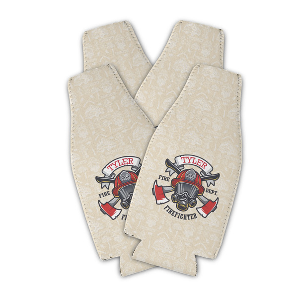 Custom Firefighter Zipper Bottle Cooler - Set of 4 (Personalized)