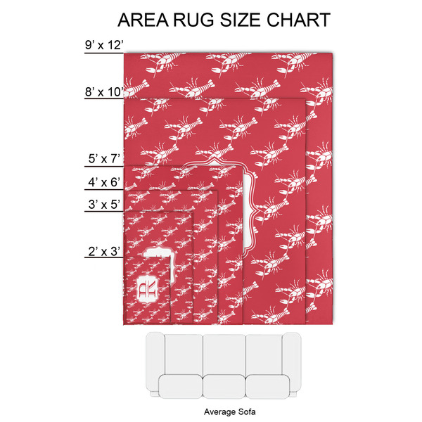 Crawfish 2'x3' Indoor Area Rugs - Size Chart