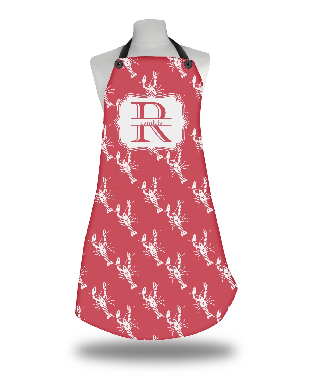 Custom Crawfish Apron Without Pockets w/ Name and Initial | YouCustomizeIt