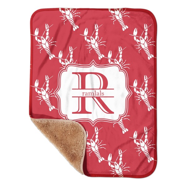 Custom Crawfish Sherpa Baby Blanket - 30" x 40" w/ Name and Initial