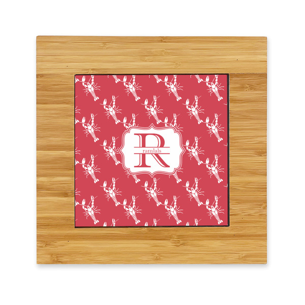 Custom Crawfish Bamboo Trivet with Ceramic Tile Insert (Personalized)