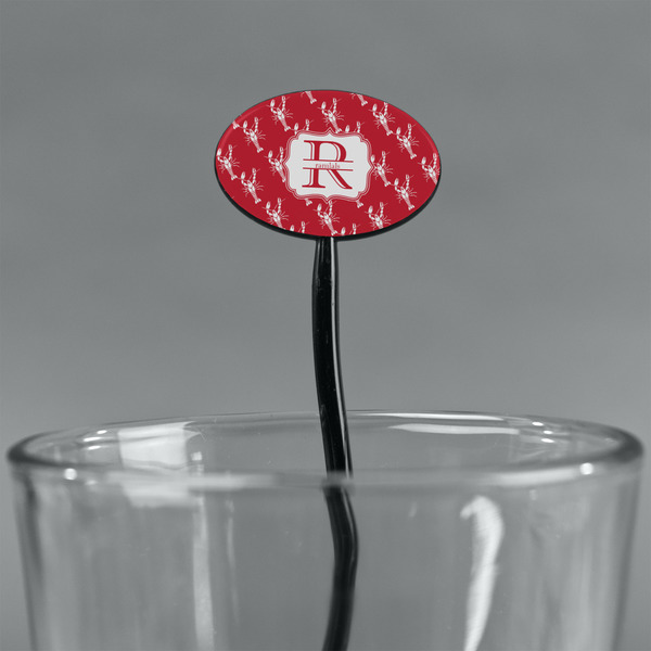 Crawfish Black Plastic 7" Stir Stick - Oval - Main