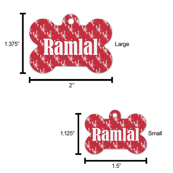 Crawfish Bone Shaped Dog ID Tag - Large - Scale