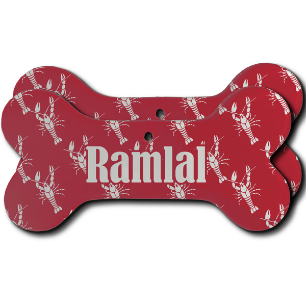 Custom Crawfish Ceramic Dog Ornament - Front & Back w/ Name and Initial