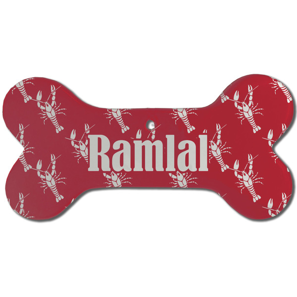 Crawfish Ceramic Flat Ornament - Bone Front