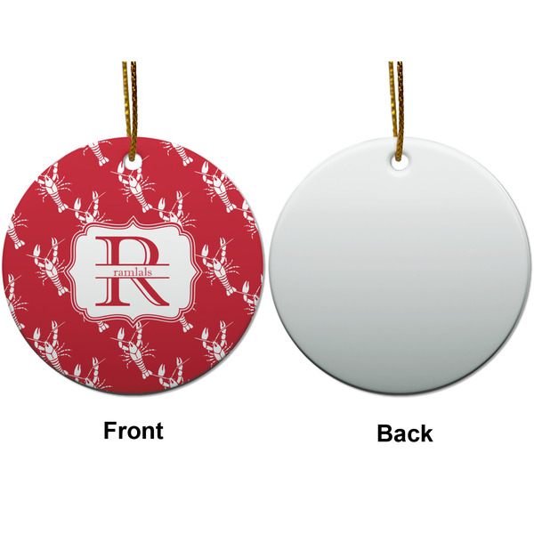 Crawfish Ceramic Flat Ornament - Circle Front & Back (APPROVAL)