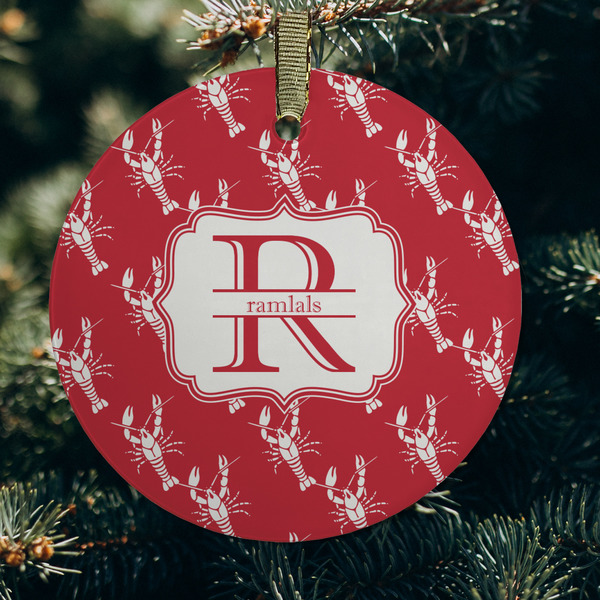 Crawfish Frosted Glass Ornament - Round (Lifestyle)