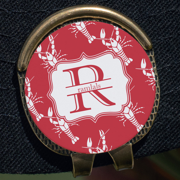 Crawfish Golf Ball Marker Hat Clip - Gold - Close Up