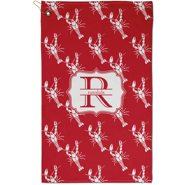 Custom Crawfish Golf Towel - Poly-Cotton Blend - Small w/ Name and Initial