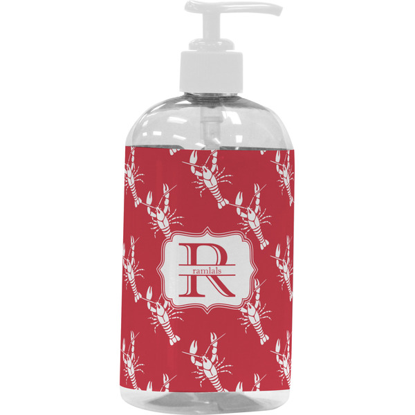 Custom Crawfish Plastic Soap / Lotion Dispenser (16 oz - Large - White) (Personalized)