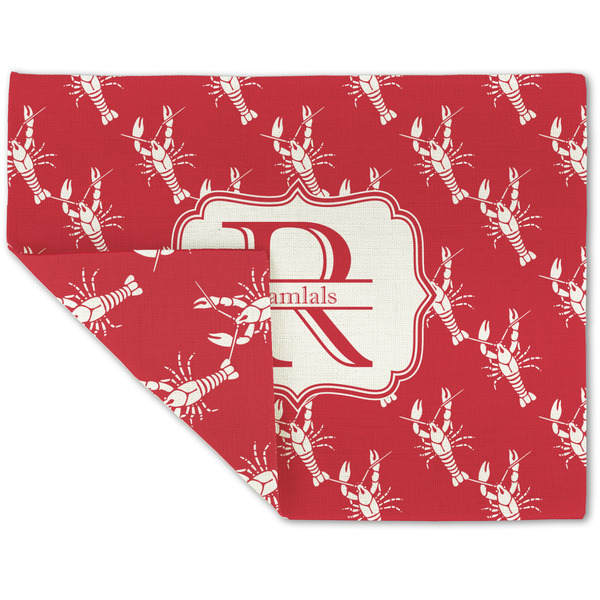 Custom Crawfish Double-Sided Linen Placemat - Single w/ Name and Initial