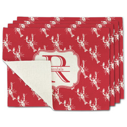 Crawfish Single-Sided Linen Placemat - Set of 4 w/ Name and Initial