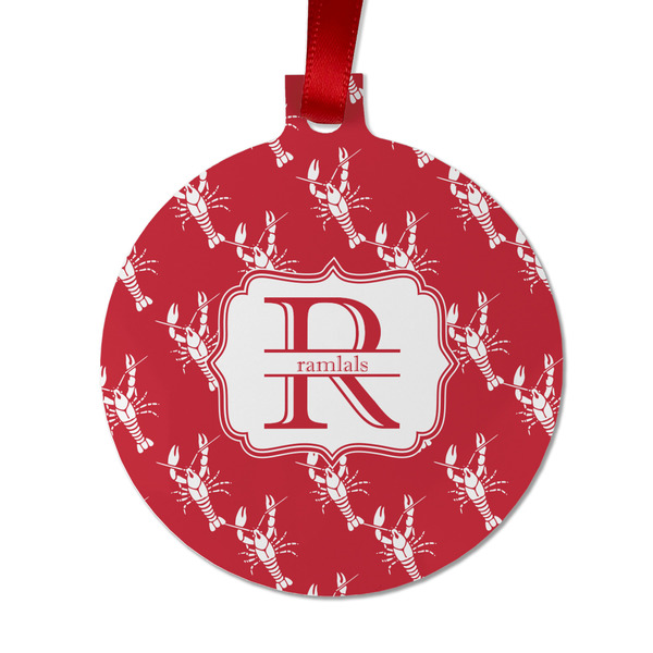 Custom Crawfish Metal Ball Ornament - Double Sided w/ Name and Initial