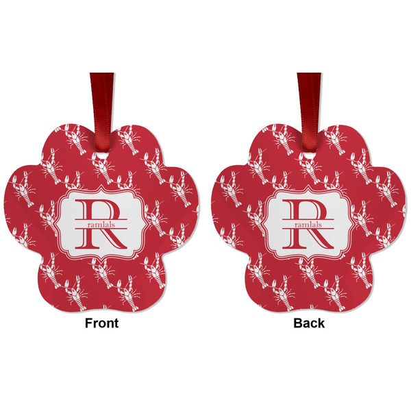 Crawfish Metal Paw Ornament - Front and Back