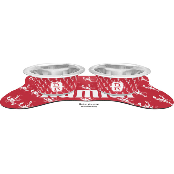 Crawfish Metal Pet Bowls - On Dog Bone Shaped Mat