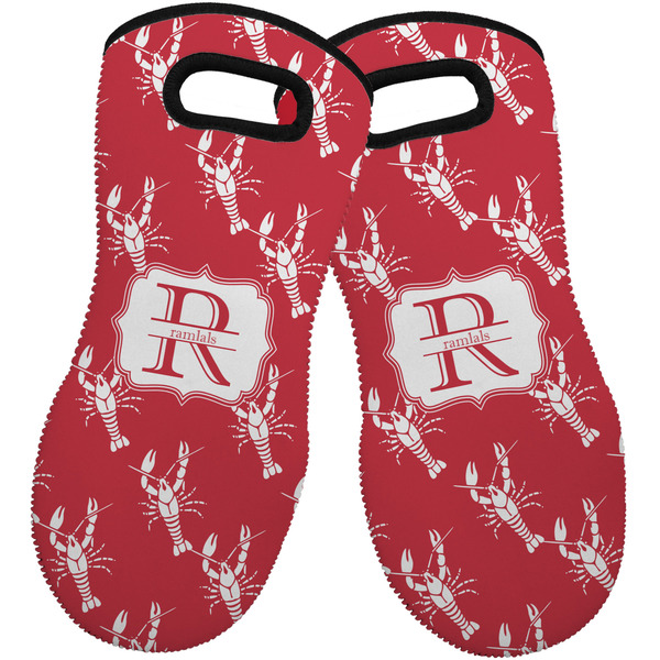 Custom Crawfish Neoprene Oven Mitts - Set of 2 w/ Name and Initial