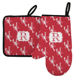 Crawfish Left Oven Mitt & Pot Holder Set w/ Name and Initial