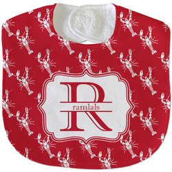 Crawfish Velour Baby Bib w/ Name and Initial
