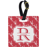 Crawfish Plastic Luggage Tag - Square w/ Name and Initial
