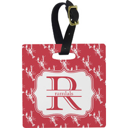 Crawfish Plastic Luggage Tag - Square w/ Name and Initial