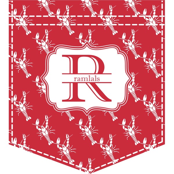 Custom Crawfish Iron On Faux Pocket (Personalized)