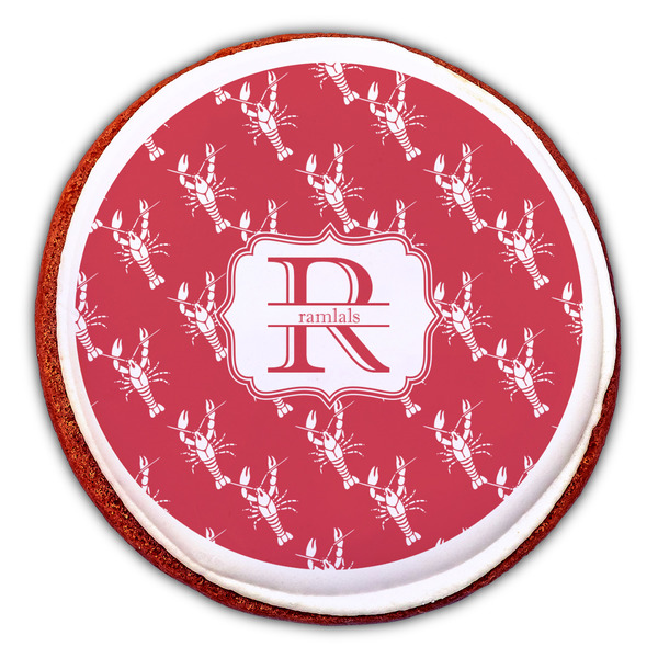 Crawfish Printed Icing Circle - Large - On Cookie