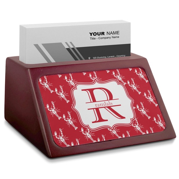 Custom Crawfish Red Mahogany Business Card Holder (Personalized)