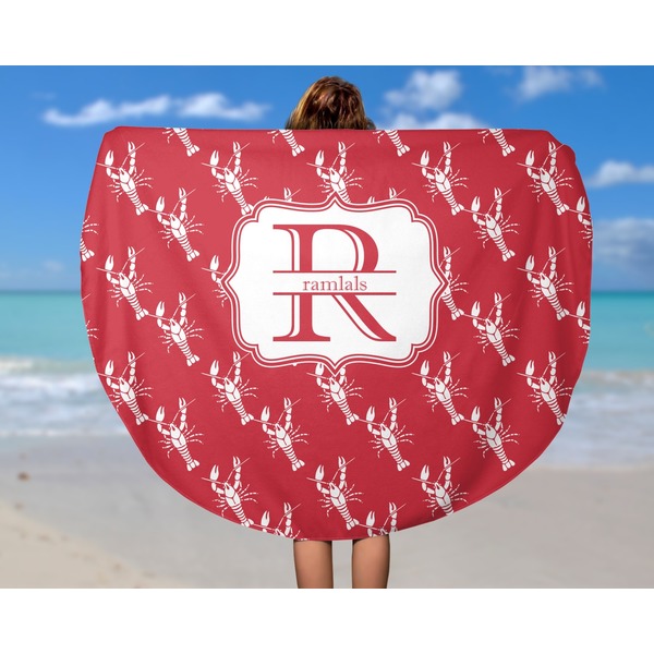 Crawfish Round Beach Towel - In Use