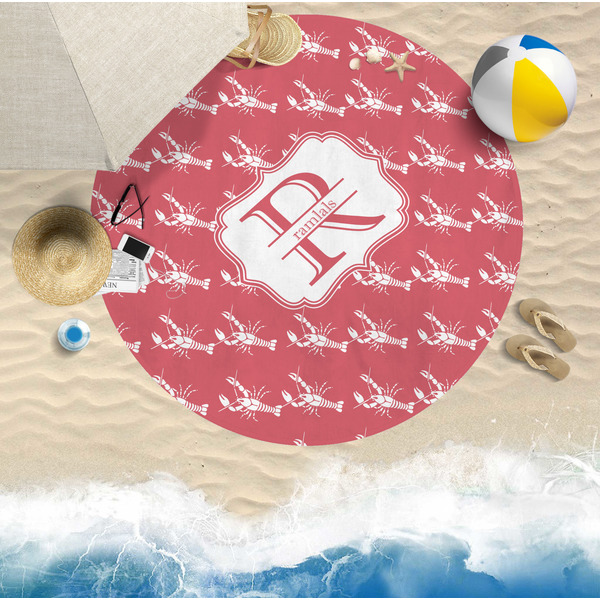 Crawfish Round Beach Towel Lifestyle