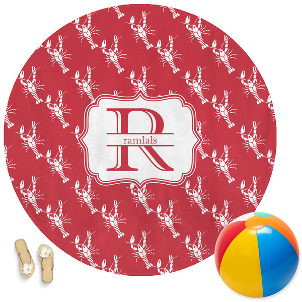 Custom Crawfish Round Beach Towel (Personalized)