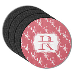 Crawfish Round Rubber Backed Coasters - Set of 4 (Personalized)