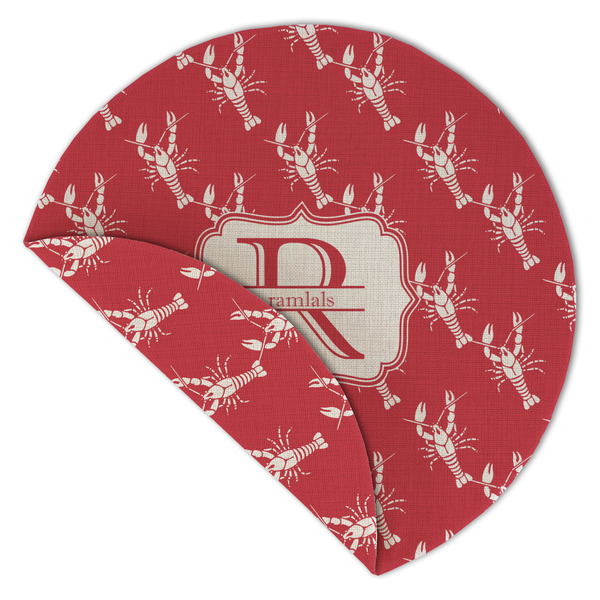 Crawfish Round Linen Placemats - Front (folded corner double sided)