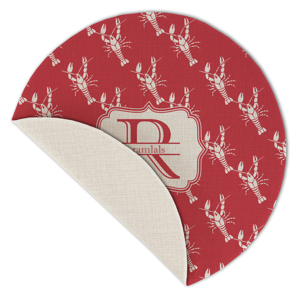 Crawfish Round Linen Placemats - Front (folded corner single sided)