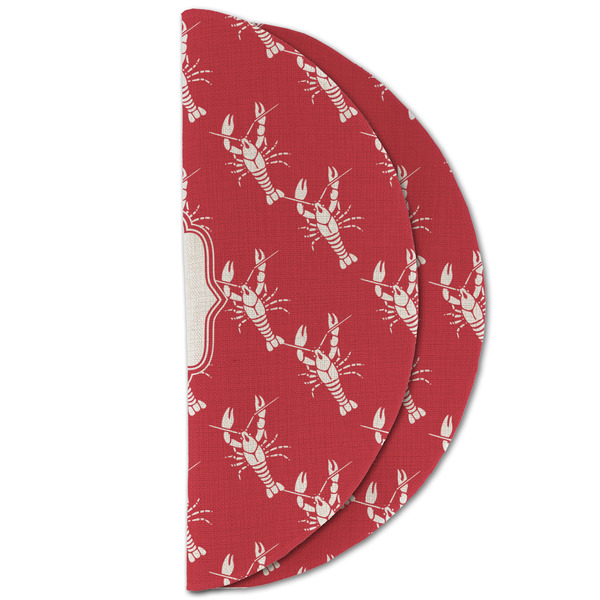 Crawfish Round Linen Placemats - HALF FOLDED (double sided)