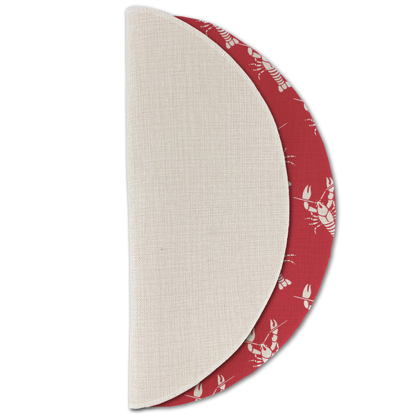 Crawfish Round Linen Placemats - HALF FOLDED (single sided)