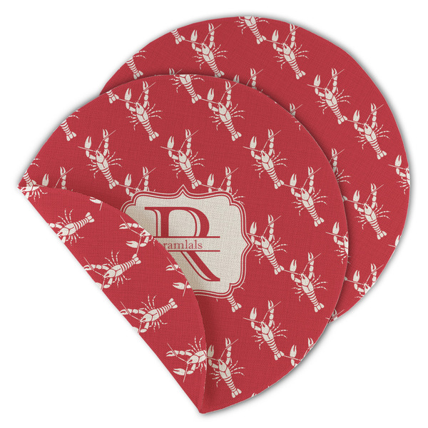 Custom Crawfish Round Linen Placemat - Double Sided - Set of 4 (Personalized)