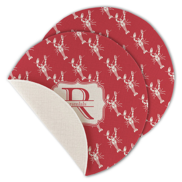 Custom Crawfish Round Linen Placemat - Single Sided - Set of 4 (Personalized)