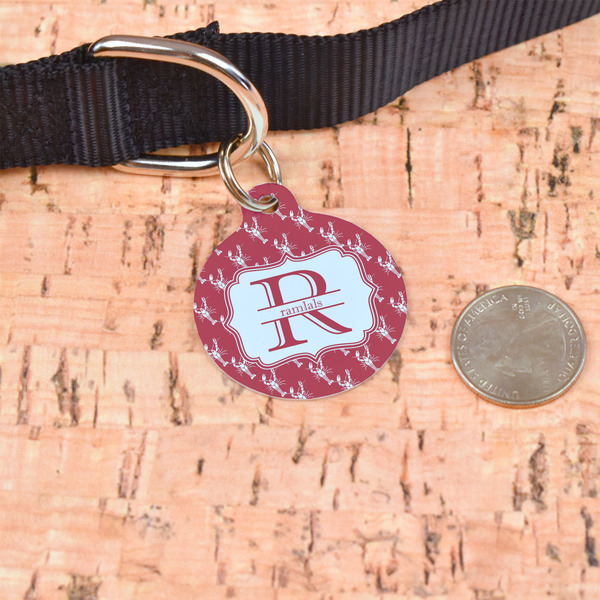 Crawfish Round Pet ID Tag - Large - In Context