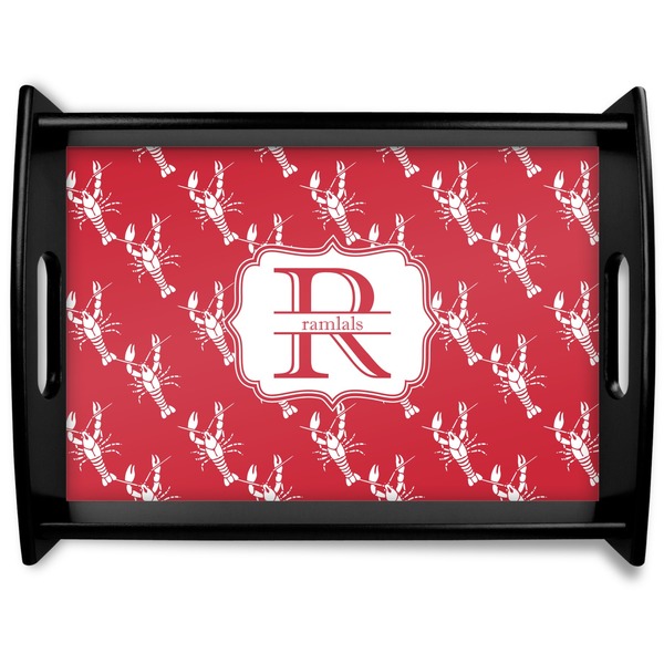 Custom Crawfish Black Wooden Tray - Large (Personalized)