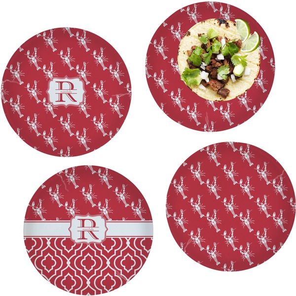 Custom Crawfish Set of 4 Glass Lunch / Dinner Plate 10" (Personalized)
