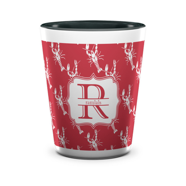 Custom Crawfish Ceramic Shot Glass - 1.5 oz - Two Tone - Set of 4 (Personalized)